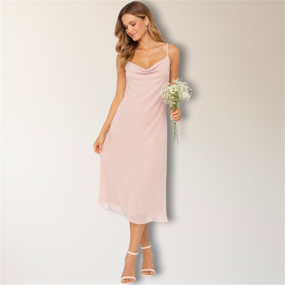 Show Me Your Mumu M‎ Verona Blush Cowl Midi Dress Criss Cross Back Wedding Guest